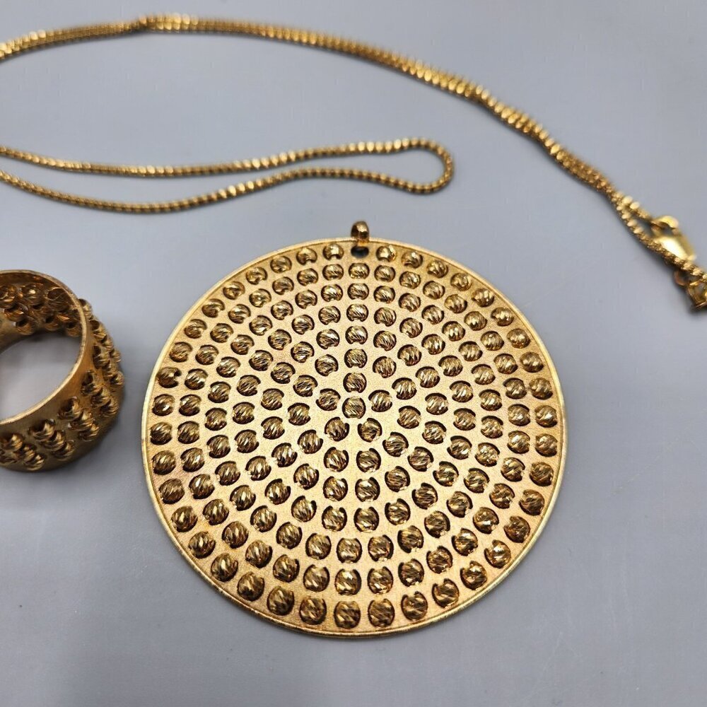 Athomie Gold Spinning Bead Necklace Pendant & Ring Sterling Silver 925 Italy - Picture 2 of 15
